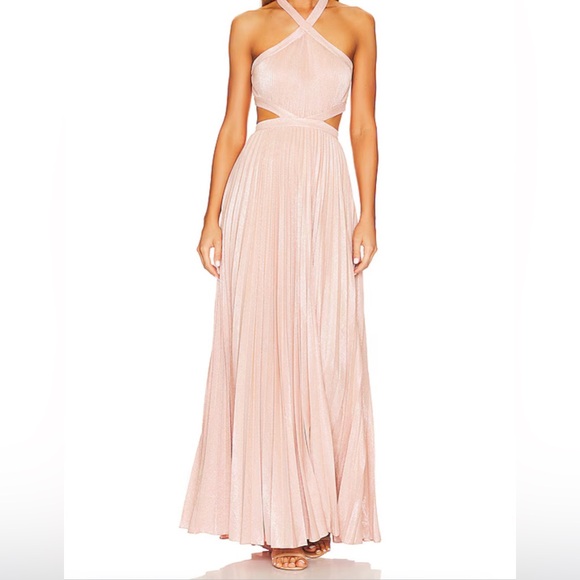 Women's BCBGMAXAZRIA Metallic Evening Gown in Bare Pink, Size O - Picture 1 of 4
